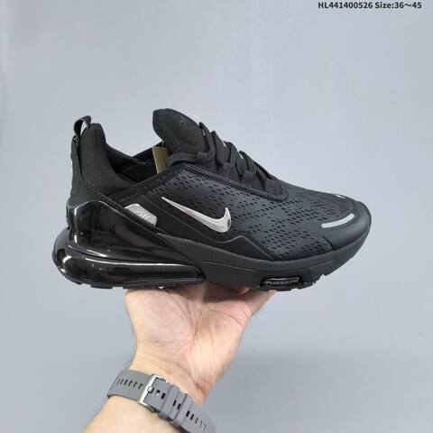 Nike Air Max 270 Flyknit Black Metallic Silver EU 36-45 Running Shoe - Unisex (BS-60106)