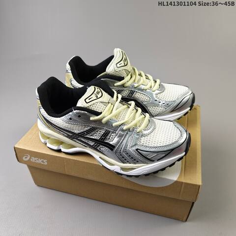 ASICS GEL-KAYANO 14 Silver Off White Black Pale Yellow EU 36-45 Running Shoe Running Sneakers - Unisex (BS-69324)