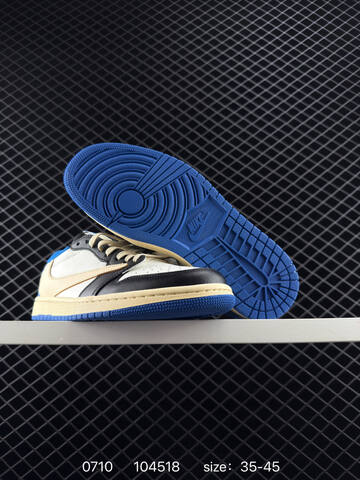 Jordan Air Jordan 1 Low OG SP Fragment Design x Travis Scott White Black Beige Blue EU 35-45 Sneaker - Unisex (BS-81080)