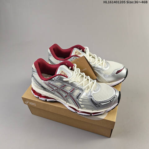 ASICS Gel-Kayano 12 1 Cream Silver Burgundy EU 36-46 Running Shoe Running Sneakers - Unisex (BS-69178)