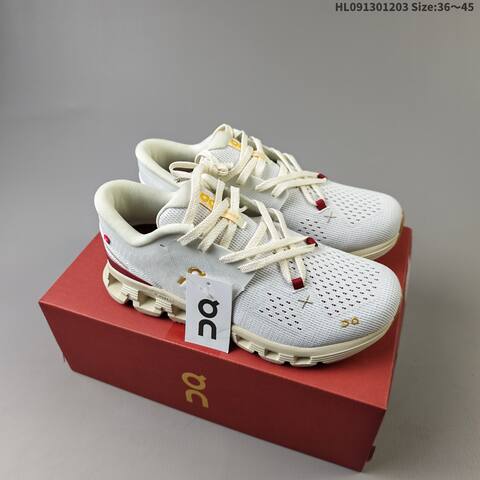 On Cloud X 4 White Cream Burgundy Gold EU 36-45 Running Shoe Running Sneakers - Unisex (BS-69753)