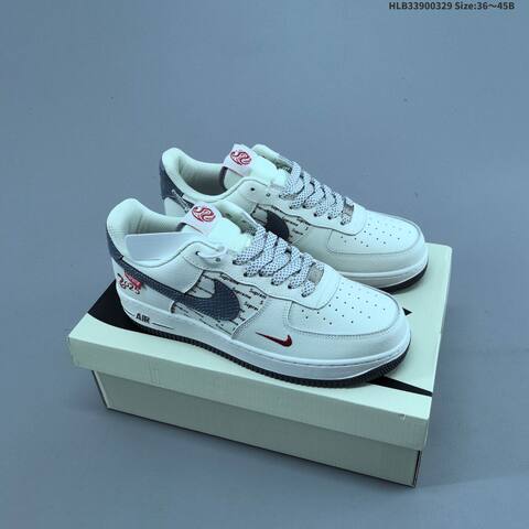 Nike Air Force 1 07 White Dark Grey Red EU 36-45 Sneaker - Unisex (BS-61039)