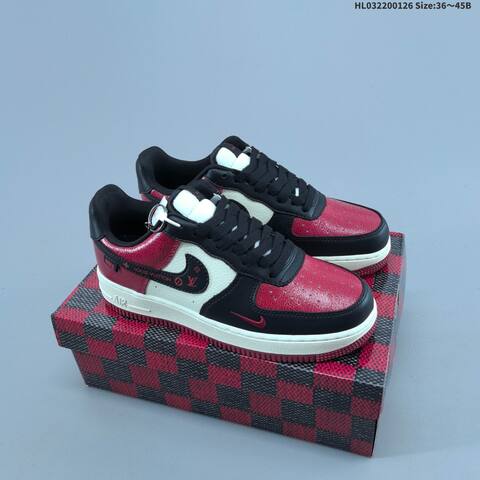 Nike Air Force 1 07 Low Black Red Off White Navy EU 36-45 Sneaker - Unisex (BS-61732)