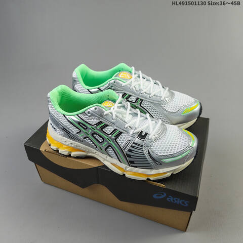 ASICS Gel-Kayano 12 1 Silver White Green Yellow EU 36-45 Running Shoe Running Sneakers - Unisex (BS-69206)