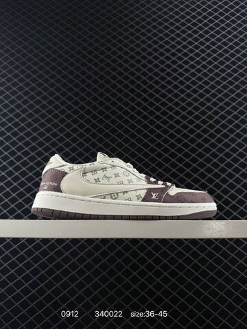 Jordan Air Jordan 1 Low Travis Scott Louis Vuitton Custom DM7866-002 Off White Brown Green Red EU 36-45 Sneaker - Unisex (BS-80725)