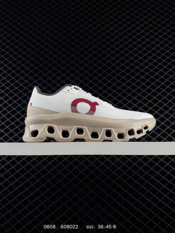 On Running Cloudmonster White Beige Red And Black EU 36-45 Running Shoe Running Sneakers - Unisex (BS-85184)