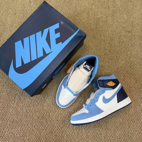 Jordan Air Jordan 1 High OG First In Flight FD2596-400 Sail University Blue Navy USA 8 EU 41 Basketball Shoe - Men's (BS-87233)