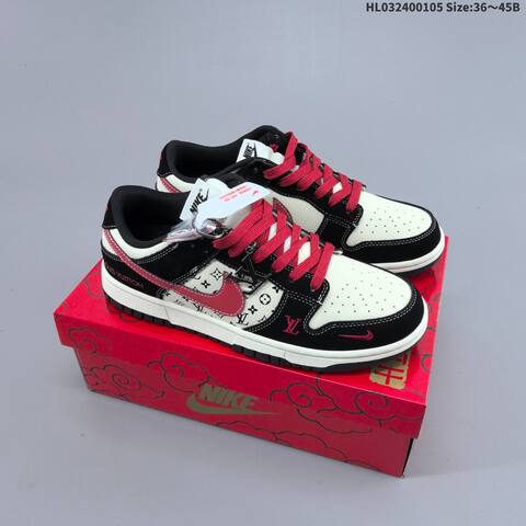 Nike Dunk Low Black White Red EU 36-45 Skate Shoe - Unisex (BS-62232)