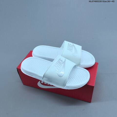 Nike Benassi Swoosh White Black EU 36-45 Slides - Unisex (BS-61038)