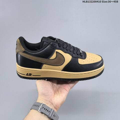 Nike Air Force 1 07 Low Black Tan Brown Beige EU 36-45 Sneaker - Unisex (BS-60842)