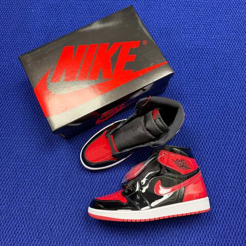 Jordan Air Jordan 1 Retro High OG Patent Bred 555088-063 Black Red White EU 42 5 Basketball Shoe - Men's (BS-87159)