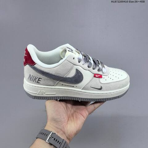 Nike Air Force 1 Low Off White Light Grey Dark Grey Red EU 36-45 Sneaker - Unisex (BS-60847)