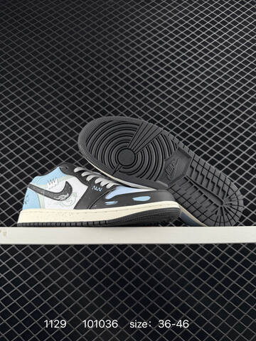 Jordan Air Jordan 1 Low Black White Light Blue Cream EU 36-46 Sneaker - Unisex (BS-80161)