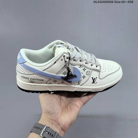 Nike Dunk Low Louis Vuitton Custom Off White Light Blue Black Green EU 36-45 Skate Shoe - Unisex (BS-60470)