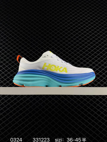 HOKA Bondi 8 White Blue Cyan Orange Yellow EU 36-45 Running Shoe Running Sneakers - Unisex (BS-86283)