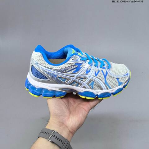 ASICS Gel-Nimbus 16 White Silver Blue Neon Yellow EU 36-45 Running Shoe Running Sneakers - Unisex (BS-68757)