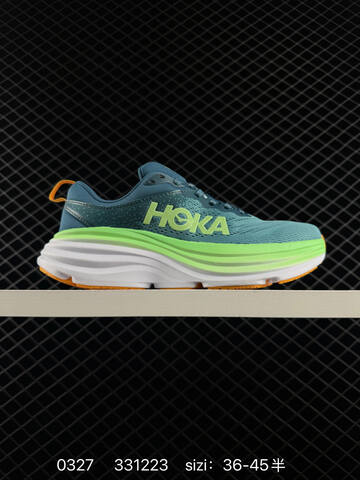 HOKA Bondi 8 Teal Lime Green White Orange EU 36-45 Running Shoe Running Sneakers - Unisex (BS-86279)