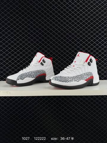 Jordan Air Jordan 12 Retro White Black Red Grey EU 36-47 Basketball Shoe - Unisex (BS-80426)