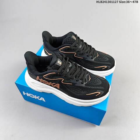 HOKA ONE ONE Clifton 10 Black Rose Gold White EU 36-47 Running Shoe Running Sneakers - Unisex (BS-69443)