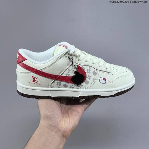 Nike SB Dunk Low Retro DIY Hello Kitty Louis Vuitton Beige Red White Grey Brown EU 36-45 Skate Shoe - Unisex (BS-61408)