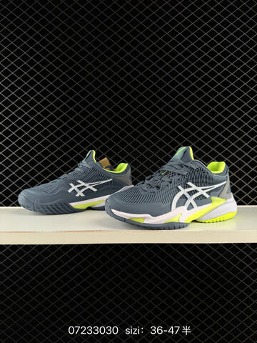 ASICS COURT FF3 NOVAK Slate Grey White Neon Yellow EU 36-47 Tennis Shoe Casual Sneakers - Unisex (BS-81711)