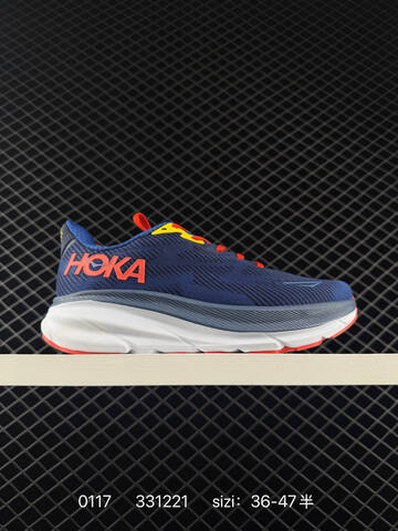 HOKA ONE ONE Clifton 9 Navy Blue White Red Yellow EU 36-47 Running Shoe Running Sneakers - Unisex (BS-86317)