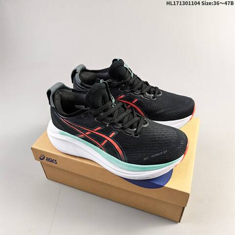 Asics Gel Nimbus 27 Black Coral Mint White EU 36 47 Running Shoe EU 36-47 Running Sneakers - Unisex (BS-69180)