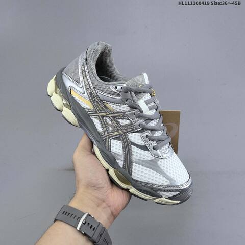 ASICS Gel Cumulus 16 White Silver Gray Cream Yellow EU 36-45 Running Shoe Running Sneakers - Unisex (BS-64339)