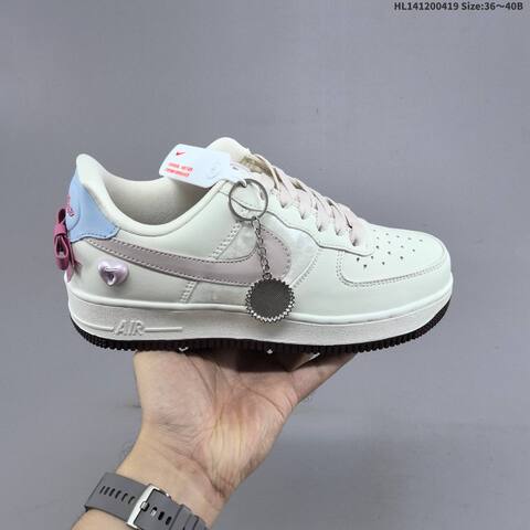 Nike Air Force 1 Low Off White Light Pink Light Blue Dark Brown EU 36-40 Sneaker - Unisex (BS-60646)