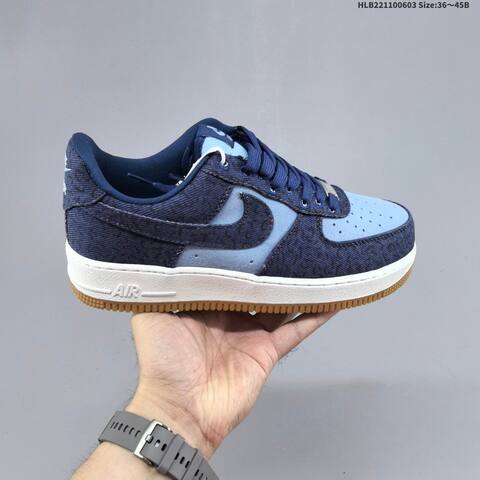 Nike Air Force 1 07 Low Dark Blue Light Blue White Gum EU 36-45 Sneaker - Unisex (BS-59981)