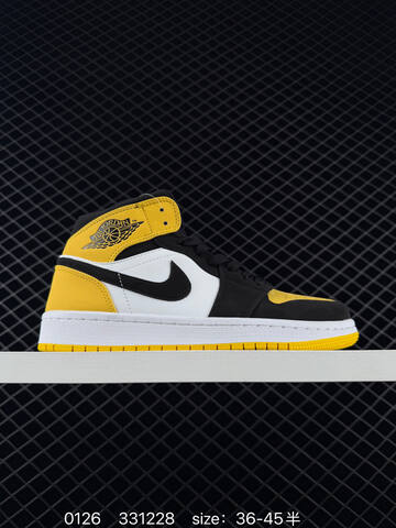 Jordan Air Jordan 1 Mid Black White Yellow EU 36-45 Sneaker - Unisex (BS-79758)