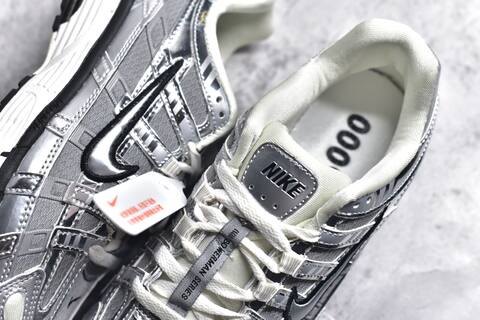 Nike P-6000 Metallic Silver Off White Black Running Shoe (BS-59686)