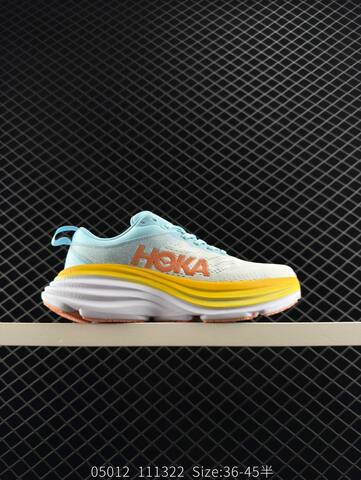 HOKA ONE ONE Bondi 8 Light Blue White Yellow Orange EU 36-45 Running Shoe Running Sneakers - Unisex (BS-86658)