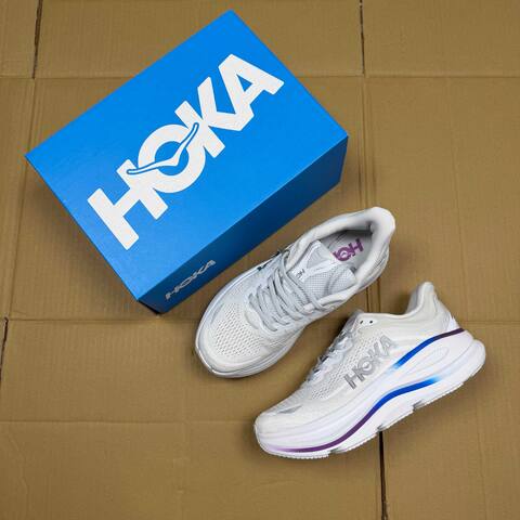 HOKA Bondi 9 White Grey Blue Purple Running Shoe Running Sneakers (BS-86901)