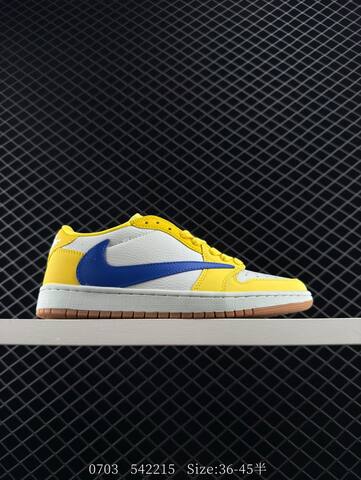 Jordan Travis Scott x Air Jordan 1 Low OG TS SP White Yellow Blue Gum EU 36-45 Sneaker - Unisex (BS-81110)