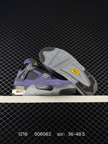 Jordan Air Jordan 4 Retro Purple Black Grey Yellow White EU 36-48 5 Basketball Shoe - Unisex (BS-80051)