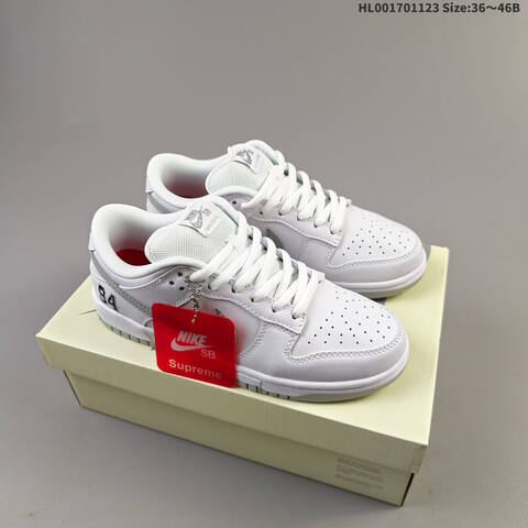 Nike Supreme x Nike SB Dunk Low Pro White Red Silver EU 36-46 Skate Shoe - Unisex (BS-63230)