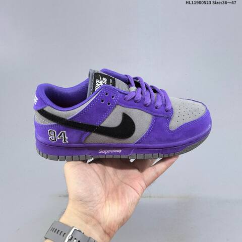 Nike SB Dunk Low Pro Supreme 94 Purple Grey Black EU 36-47 Skate Shoe - Unisex (BS-60178)