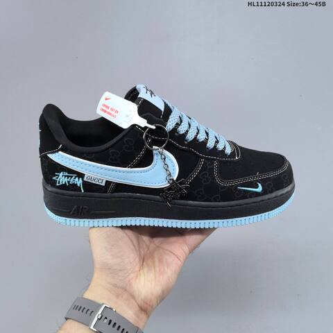 Nike Air Force 1 07 Black Light Blue White EU 36-45 Sneaker - Unisex (BS-61141)
