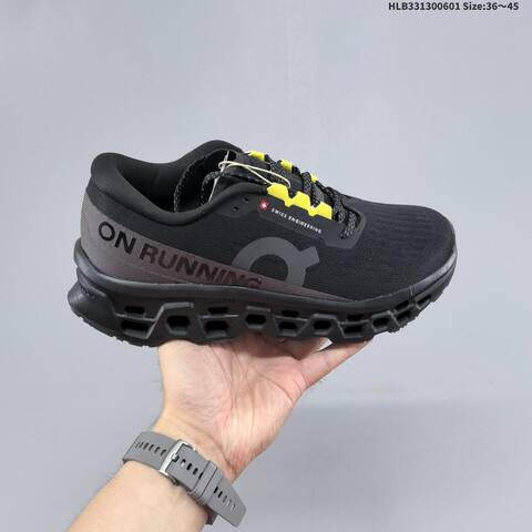 On Cloudmonster 3 Black Dark Gray Neon Yellow EU 36-45 Running Shoe Running Sneakers - Unisex (BS-69506)