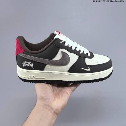 Nike Air Force 1 07 Low Black Off White Dark Gray Red EU 36 45 Sneaker EU 36-45 - Unisex (BS-61414)