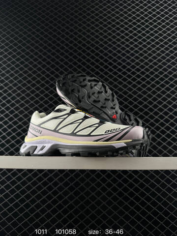 Salomon XT-6 Cream Lavender Black Yellow 36-46 Trail Shoe Trail Running Sneakers - Unisex (BS-85965)