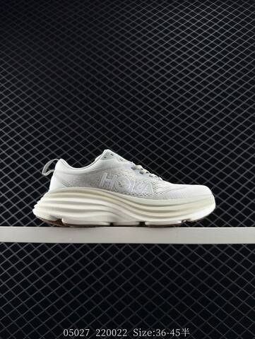 HOKA Bondi 8 Light Grey Off White EU 36-45 Running Shoe Running Sneakers - Unisex (BS-86635)