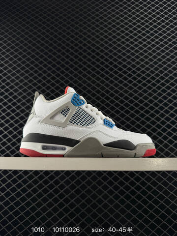 Jordan Air Jordan 4 Retro White Grey Blue Red Black EU 40-45 Basketball Shoe - Men's (BS-80552)