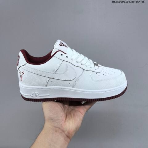 Nike Air Force 1 07 Kobe White Burgundy EU 36-45 Sneaker - Unisex (BS-61257)