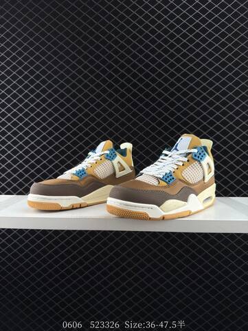 Jordan Air Jordan 4 Retro Brown Tan Cream Blue White EU 36-47 5 Basketball Shoe - Unisex (BS-81252)