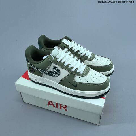 Nike Air Force 1 07 Low White Olive Green Dark Green EU 36-45 Sneaker - Unisex (BS-61386)