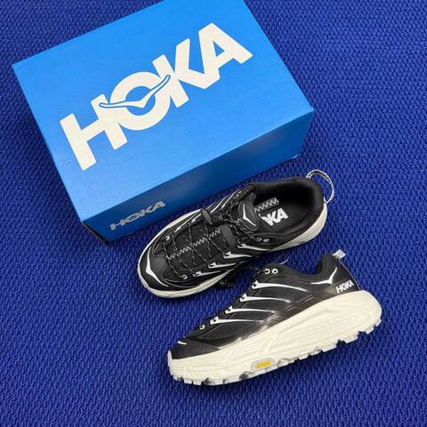 HOKA Mafate Three 2 Black White Cream Trail Shoe Trail Running Sneakers (BS-86808)