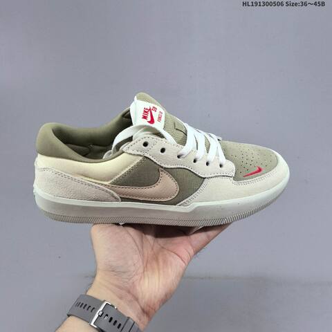 Nike SB Force 58 Light Olive Cream Beige Red White EU 36-45 Skate Shoe - Unisex (BS-60477)