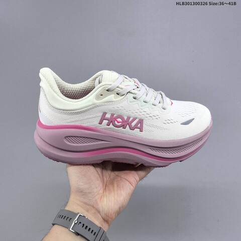 HOKA ONE ONE Bondi 8 White Light Pink Dark Pink EU 36-41 Running Shoe Running Sneakers - Unisex (BS-69373)